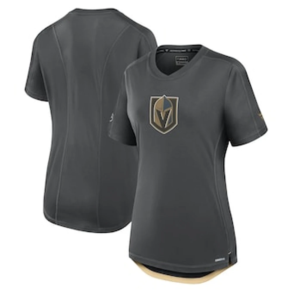 Women's Fanatics  Gray Vegas Golden Knights Authentic Pro Rink Tech T-Shirt