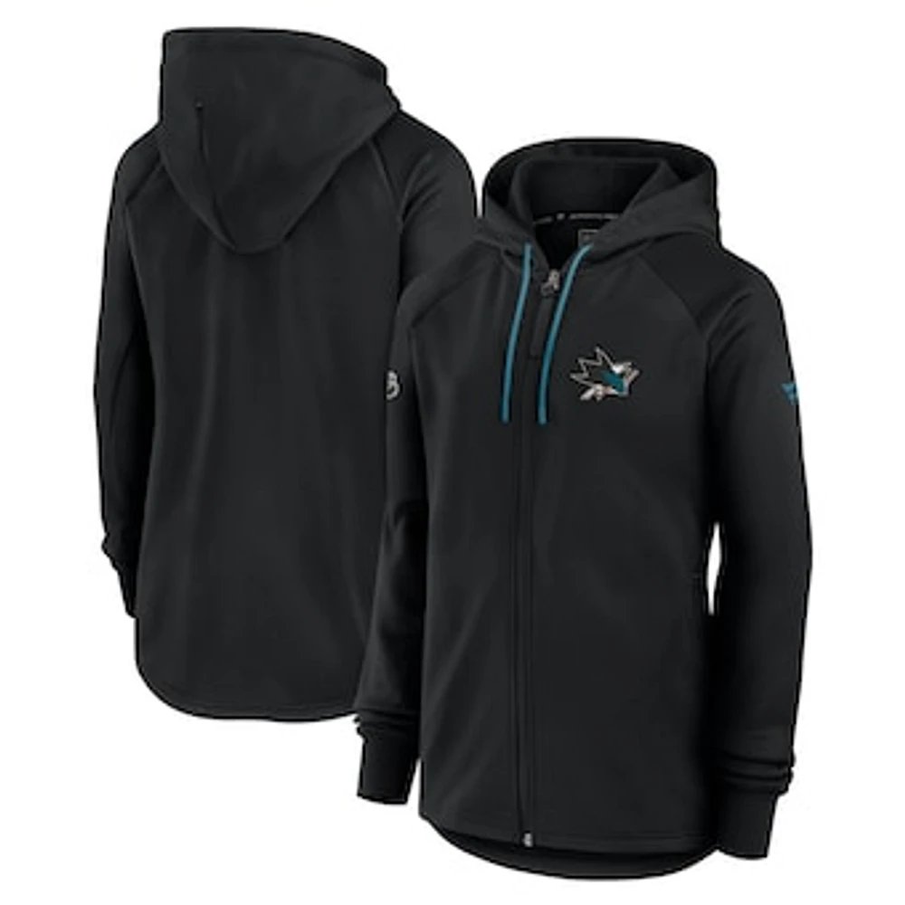 Women's Fanatics  Black San Jose Sharks Authentic Pro Rink Fleece Full-Zip Jacket