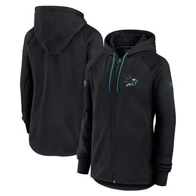 Women's Fanatics  Black San Jose Sharks Authentic Pro Rink Fleece Full-Zip Jacket