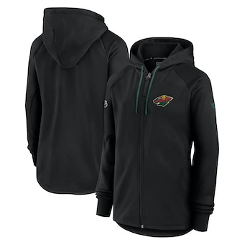 Women's Fanatics  Black Minnesota Wild Authentic Pro Rink Fleece Full-Zip Jacket