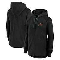 Women's Fanatics  Black Minnesota Wild Authentic Pro Rink Fleece Full-Zip Jacket