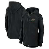 Women's Fanatics  Black Minnesota Wild Authentic Pro Rink Fleece Full-Zip Jacket