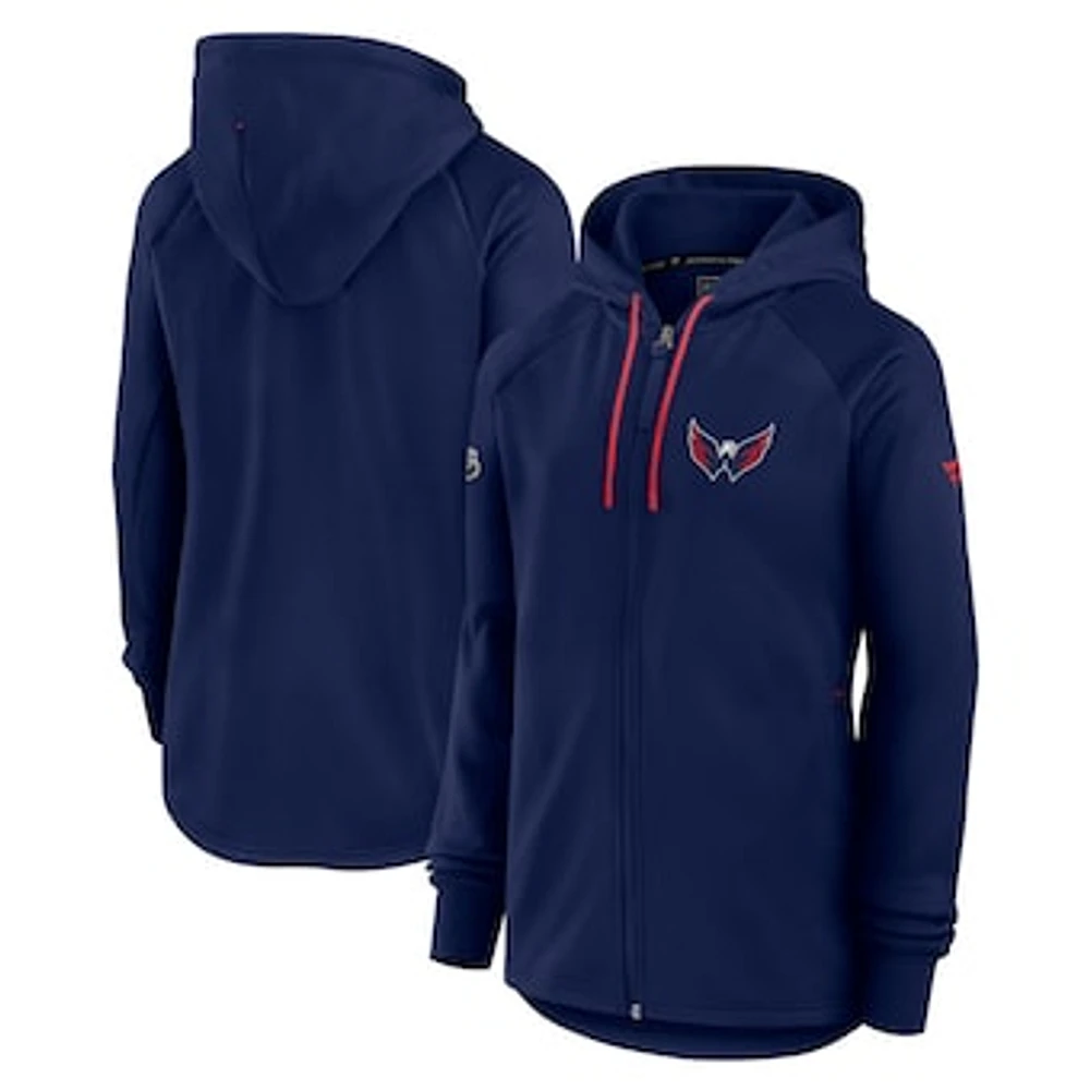 Women's Fanatics  Navy Washington Capitals Authentic Pro Rink Fleece Full-Zip Jacket