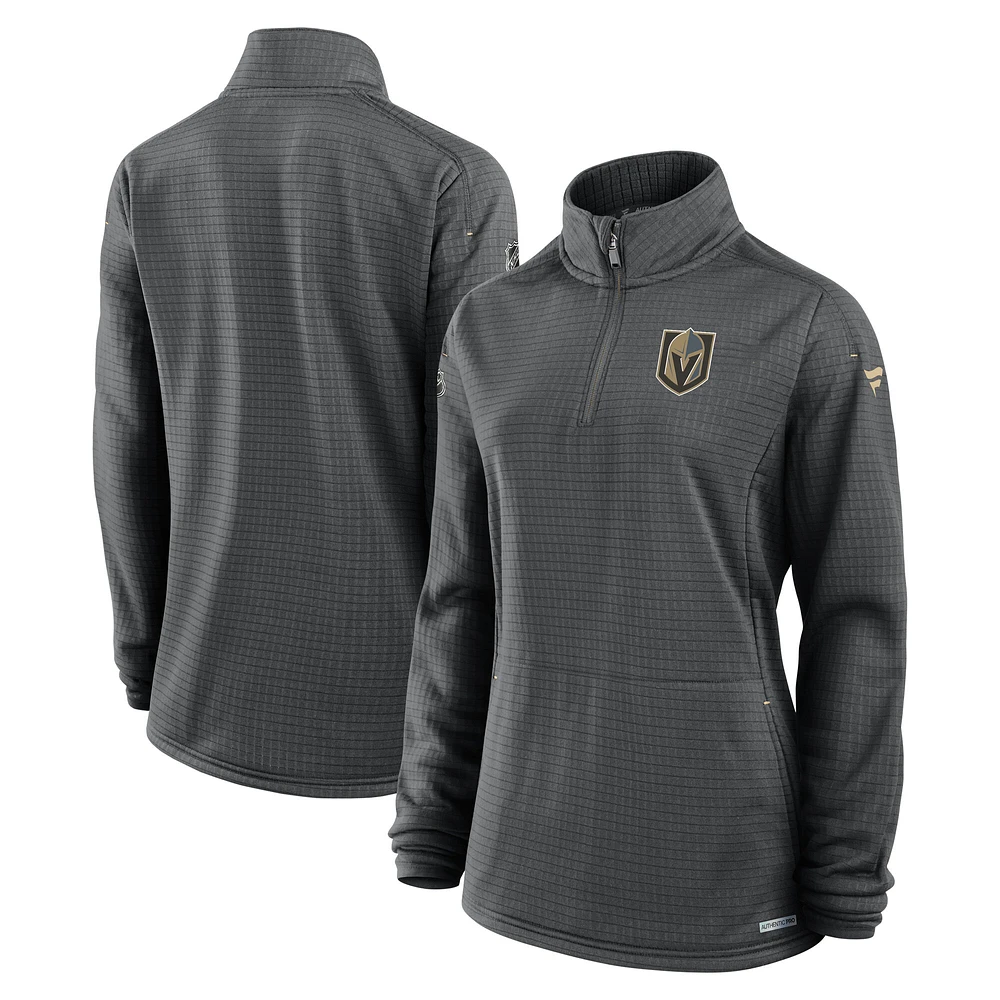 Women's Fanatics  Gray Vegas Golden Knights Authentic Pro Rink Lightweight Quarter-Zip Pullover Top