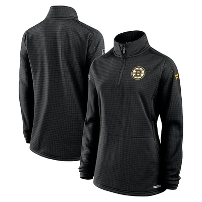 Women's Fanatics  Black Boston Bruins Authentic Pro Rink Lightweight Quarter-Zip Pullover Top