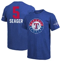 Men's Majestic Threads Corey Seager Royal Texas Rangers 2023 World Series Champions Name & Number T-Shirt