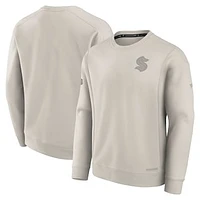 Men's Fanatics  Cream Seattle Kraken Authentic Pro Road Fleece Pullover Sweatshirt