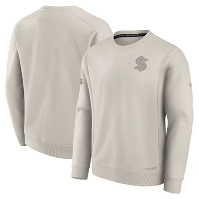 Men's Fanatics  Cream Seattle Kraken Authentic Pro Road Fleece Pullover Sweatshirt