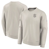 Men's Fanatics  Cream Seattle Kraken Authentic Pro Road Fleece Pullover Sweatshirt