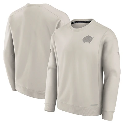 Men's Fanatics  Cream Columbus Blue Jackets Authentic Pro Road Fleece Pullover Sweatshirt