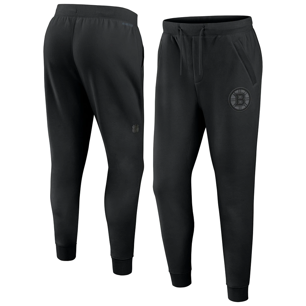 Men's Fanatics Black Boston Bruins Authentic Pro Road Fleece Sweatpants