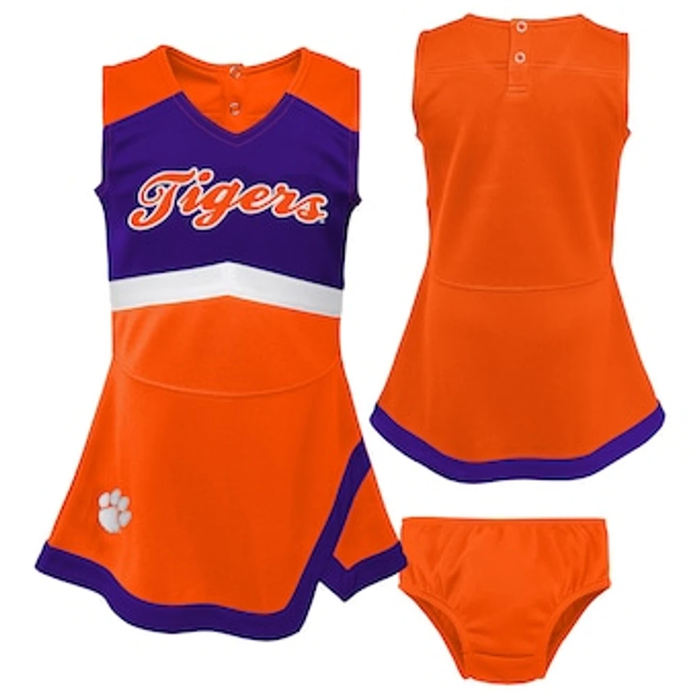 Girls Preschool Orange Clemson Tigers Two-Piece Cheer Captain Jumper Dress & Bloomers Set