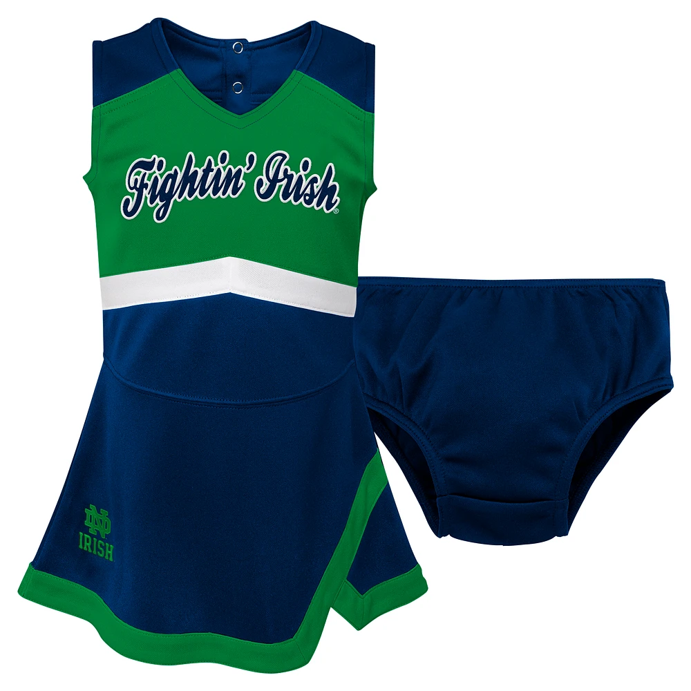 Girls Preschool Navy Notre Dame Fighting Irish Two-Piece Cheer Captain Jumper Dress & Bloomers Set