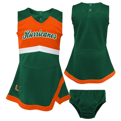 Girls Preschool Green Miami Hurricanes Two-Piece Cheer Captain Jumper Dress & Bloomers Set