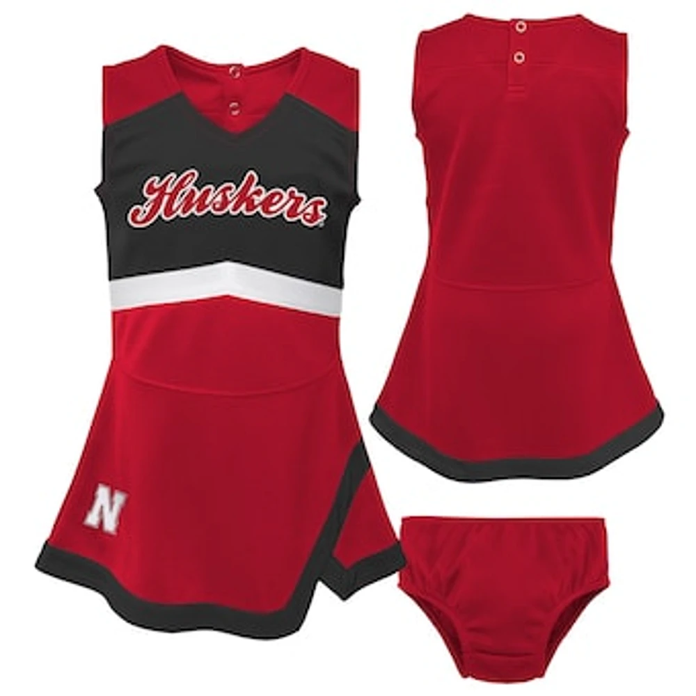 Girls Preschool Scarlet Nebraska Huskers Two-Piece Cheer Captain Jumper Dress & Bloomers Set