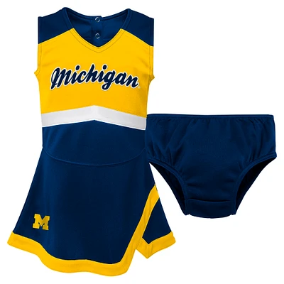 Girls Youth Navy Michigan Wolverines Cheer Captain Jumper Dress