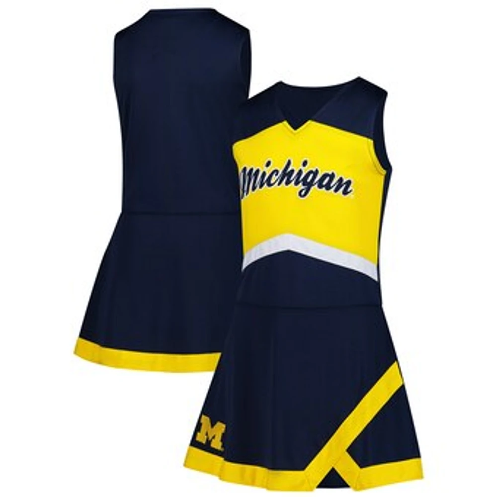 Girls Youth Navy Michigan Wolverines Cheer Captain Jumper Dress