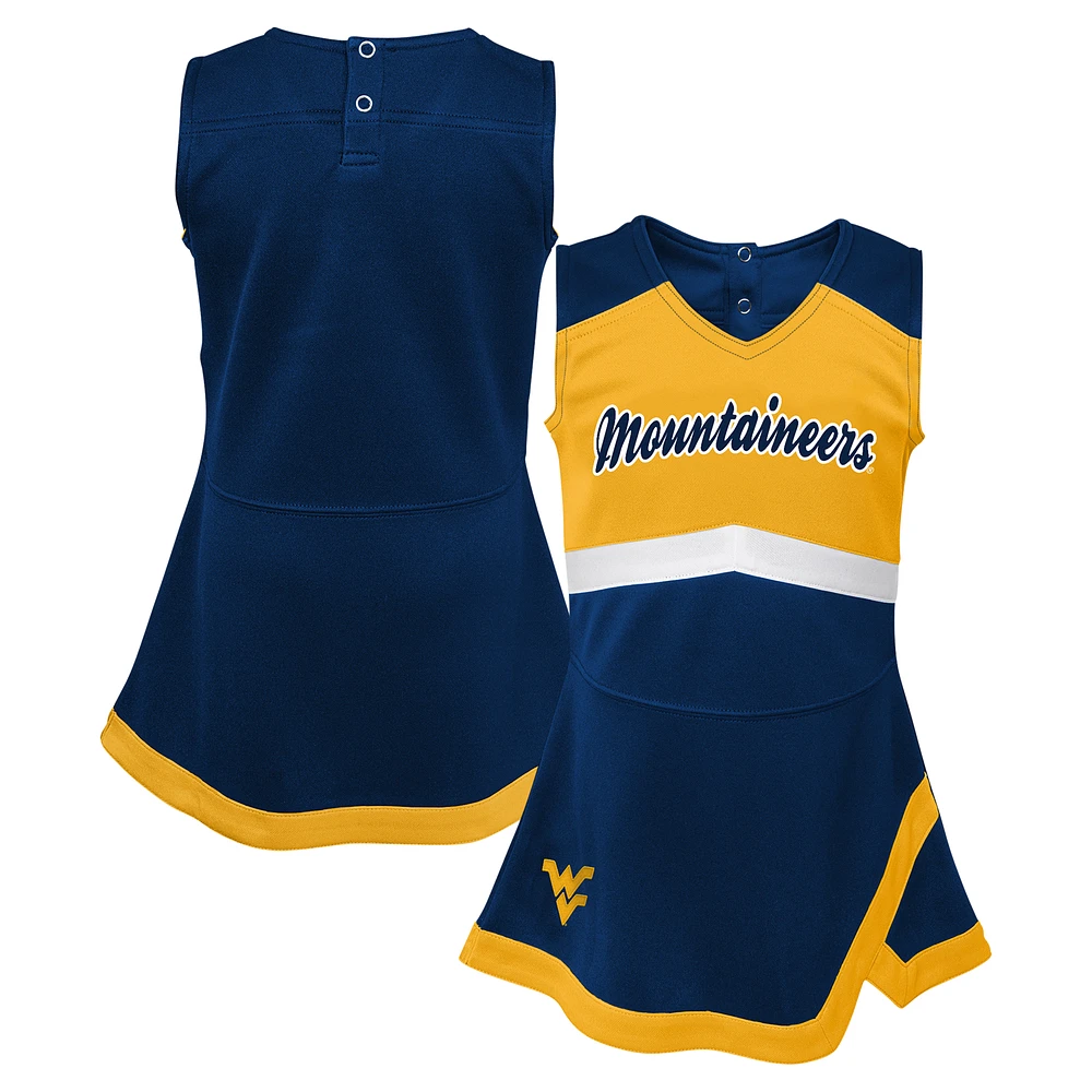 Girls Youth Navy West Virginia Mountaineers Cheer Captain Jumper Dress