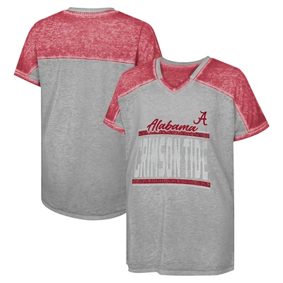 Girls Youth Gray Alabama Crimson Tide Up for Anything Colorblock Dolman V-Neck T-Shirt