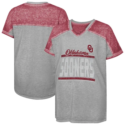 Girls Youth Crimson Oklahoma Sooners Up for Anything Colorblock Dolman V-Neck T-Shirt