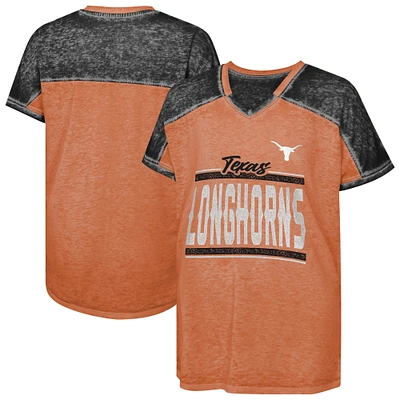 Girls Youth Texas Orange Longhorns Up for Anything Colorblock Dolman V-Neck T-Shirt