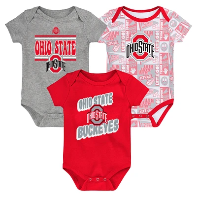 Infant Ohio State Buckeyes Sunday Comics 3-Pack Bodysuit Set