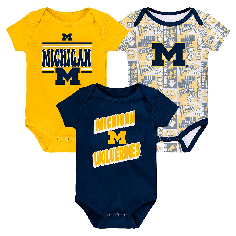 Infant Michigan Wolverines Sunday Comics 3-Pack Bodysuit Set