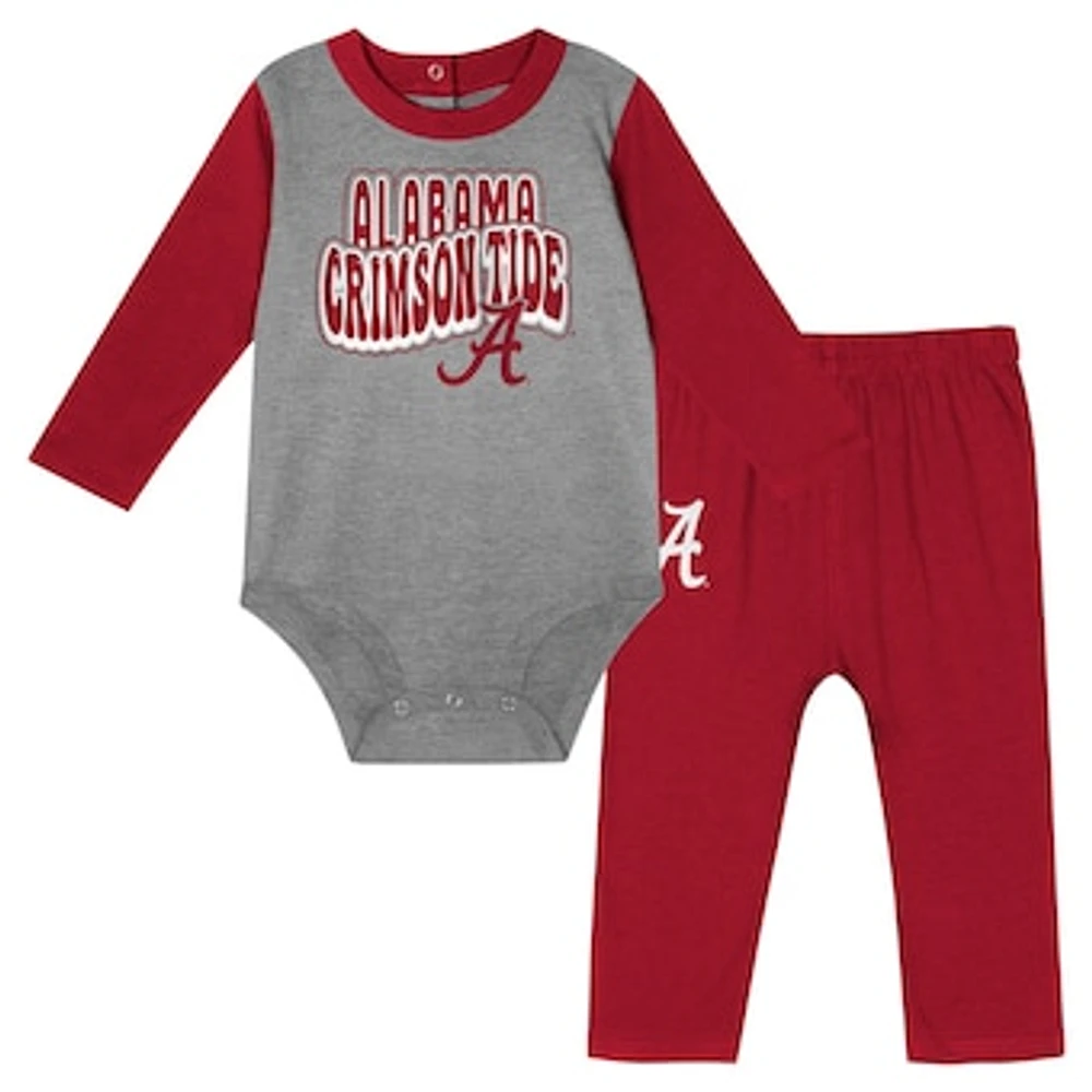 Infant Crimson Alabama Tide Double Up Long Sleeve Bodysuit & Pant Set