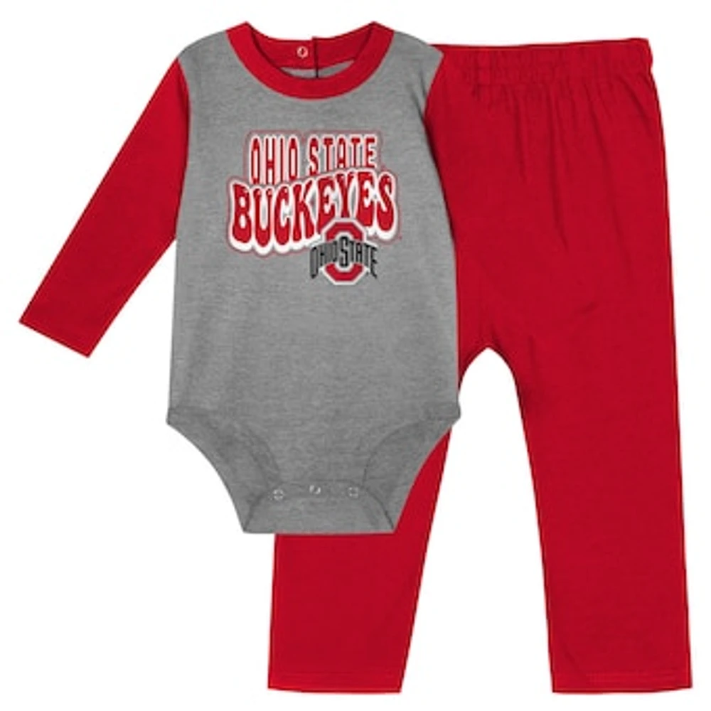 Infant Scarlet Ohio State Buckeyes Double Up Long Sleeve Bodysuit & Pant Set