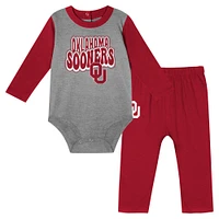 Infant Crimson Oklahoma Sooners Double Up Long Sleeve Bodysuit & Pant Set