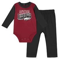 Infant Black Arkansas Razorbacks Double Up Long Sleeve Bodysuit & Pant Set