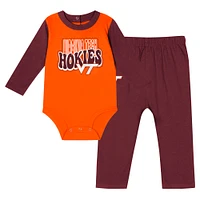 Infant Maroon Virginia Tech Hokies Double Up Long Sleeve Bodysuit & Pant Set