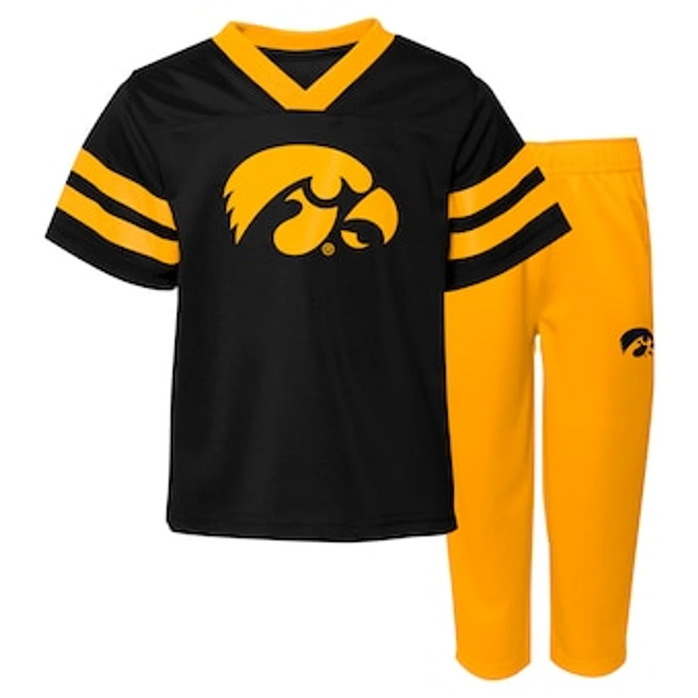 Infant Black Iowa Hawkeyes Two-Piece Red Zone Jersey & Pants Set