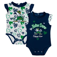 Girls Newborn Navy Notre Dame Fighting Irish Happy Hearts  2-Pack Bodysuit Set