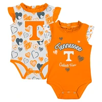 Girls Newborn Tennessee Orange Volunteers Happy Hearts  2-Pack Bodysuit Set