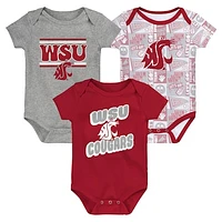 Newborn Crimson Washington State Cougars Sunday Comics 3-Pack Bodysuit Set