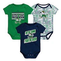 Newborn Navy Notre Dame Fighting Irish Sunday Comics 3-Pack Bodysuit Set