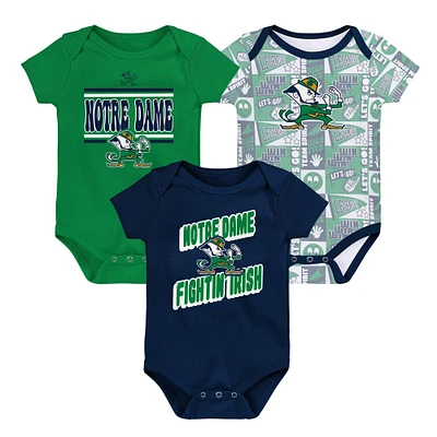 Newborn Navy Notre Dame Fighting Irish Sunday Comics 3-Pack Bodysuit Set