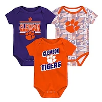 Newborn Orange Clemson Tigers Sunday Comics 3-Pack Bodysuit Set