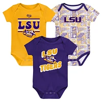 Newborn Purple LSU Tigers Sunday Comics 3-Pack Bodysuit Set