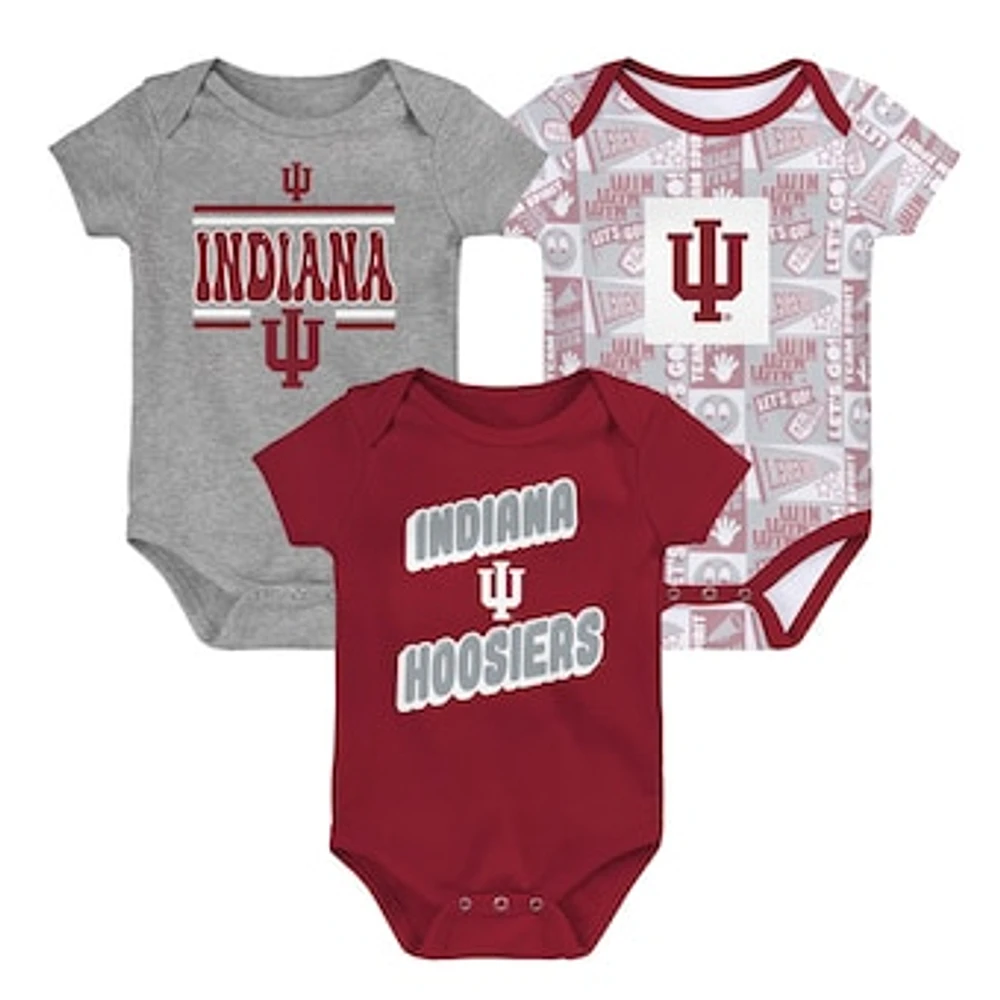 Newborn Crimson Indiana Hoosiers Sunday Comics 3-Pack Bodysuit Set