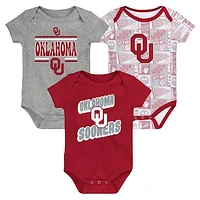 Newborn Crimson Oklahoma Sooners Sunday Comics 3-Pack Bodysuit Set