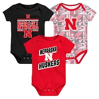 Newborn Scarlet Nebraska Huskers Sunday Comics 3-Pack Bodysuit Set