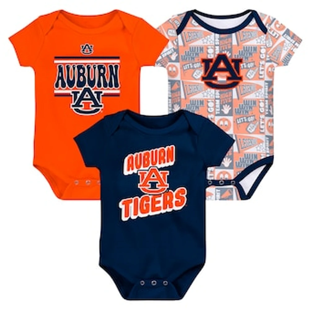 Newborn Navy Auburn Tigers Sunday Comics 3-Pack Bodysuit Set