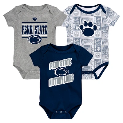 Newborn Navy Penn State Nittany Lions Sunday Comics 3-Pack Bodysuit Set