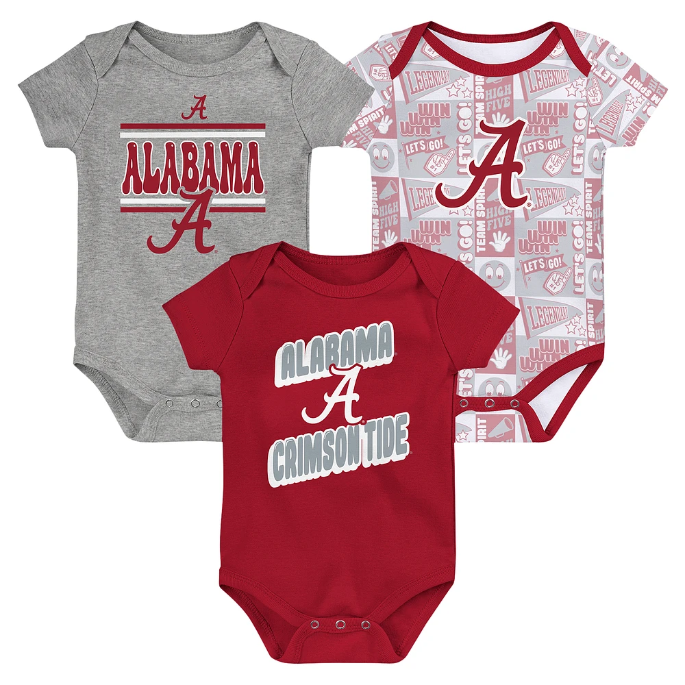 Newborn Crimson Alabama Tide Sunday Comics 3-Pack Bodysuit Set