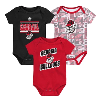 Newborn Red Georgia Bulldogs Sunday Comics 3-Pack Bodysuit Set