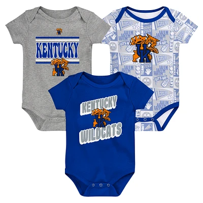 Newborn Royal Kentucky Wildcats Sunday Comics 3-Pack Bodysuit Set