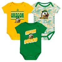 Newborn Green Oregon Ducks Sunday Comics 3-Pack Bodysuit Set