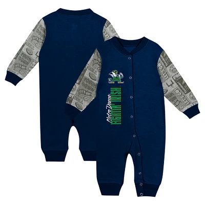 Newborn & Infant  Navy Notre Dame Fighting Irish Playbook Colorblock Long Sleeve Coveralls